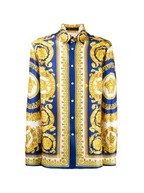 versace camicia blu